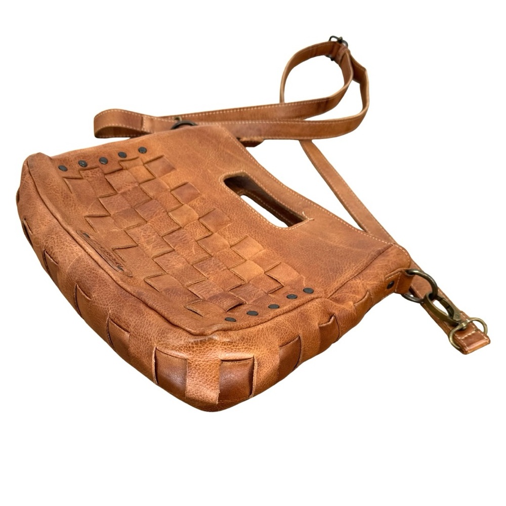 Bed Stu Orchid Woven Leather Versatile Crossbody Bag Tan Brown Leather - Picture 9 of 16